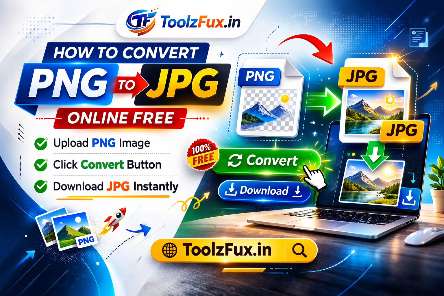 How to Convert PNG to JPG Online Free | ToolzFux PNG to JPG Converter